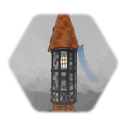 Short Castle Tower with Blue Banner