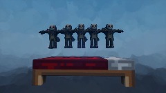 5 little slashers jumping on the bed