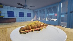 Croissant with cheese and ham