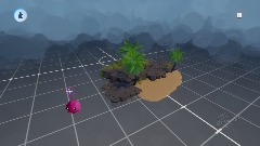 Small beach with palm trees and rocks