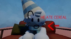 SNOWIE EATS CEREAL