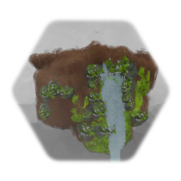 Weathered Rock Hill With Waterfall