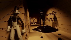 Boris hiding from Bendy