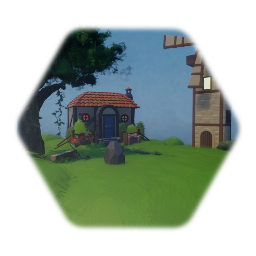 Floating  island with a House