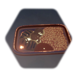 Steak et haricots dans une barquette en aluminium