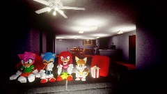 Sonic Tails Knukles & amy watching a movie