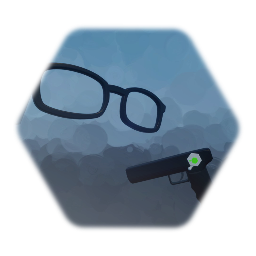 Agent Kayden's glasses and gun