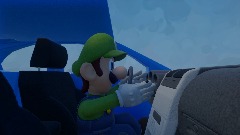 Luigi escapes Toad in a car chase