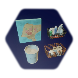 Bathroom Accessories - Basket, Trash, Painting