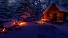 Snow Log Cabin