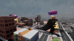 Godzilla and Tower head vs invaders