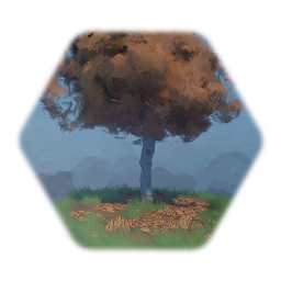 Autumn Tree with Falling Leaves
