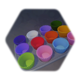 Cake cups on a baking tray