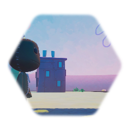 Sackboy in SpongeBob's world