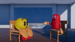 PAC-MAN and Blinky have a polite conversation
