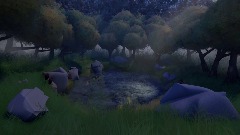 Relaxing secret forest pond