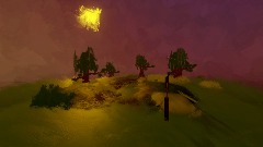 Small field with trees and bushes