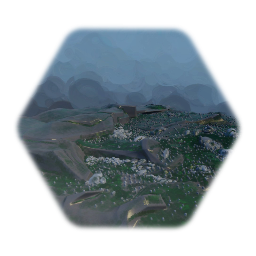 Realistic mossy rock formation