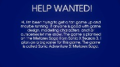 Help Wanted!