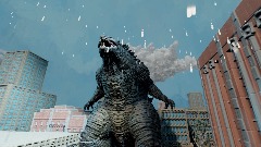 Godzilla 2014 destroys a city