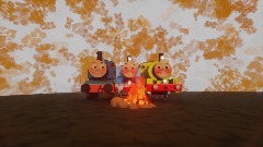 Thomas, Percy, And Lomas Resting By A Campfire