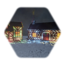 Medieval Houses with Holiday Decorations
