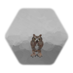 Great horned owl, flying(sad attempt) w/ no sound