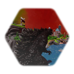 Godzilla destroys Princep city