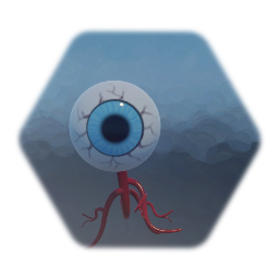Realistic eyeball with moving tentacles