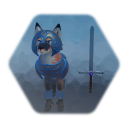 Fox in armor with sword
