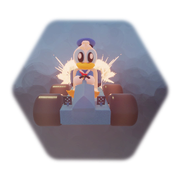 Donald duck in a go kart with CTR mechanics