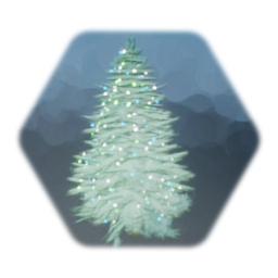 White Snow Christmas Tree with Green Blue and White Lights