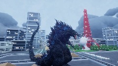 Godzilla 2000 Destroys A City (New Kaiju World Engine)