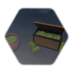 Pot of gold & treasure chest with golden bricks