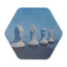 White Wobbly Chess Pieces