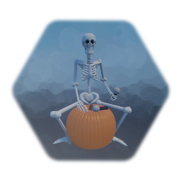 Skeleton and a pumpkin
