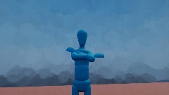 Blue puppet learns breaker style