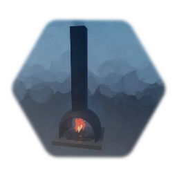 Fireplace with hood & Chimney