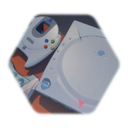 Sega Dreamcast, controller,gun and the visual memory unit (VMU)