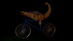 Kamata-Kun on a bicycle