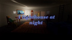 A lighthouse at night