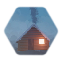 Log cabin snow