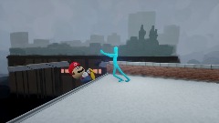 Beta Mario Gets shoved off a cliff