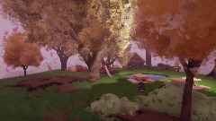 Autumnal park with first peson perspective