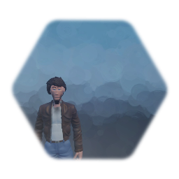 Japanese Guy in leather jacket and jeans