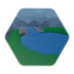 Lake with grass block