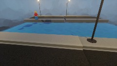 A man has fallen into the lego city river