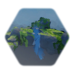 Large Moss Rock with Waterfall