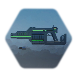 Futuristic grenade launcher with animations and effects