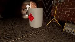 A picture of someone in a Greg heffley costume in a basement